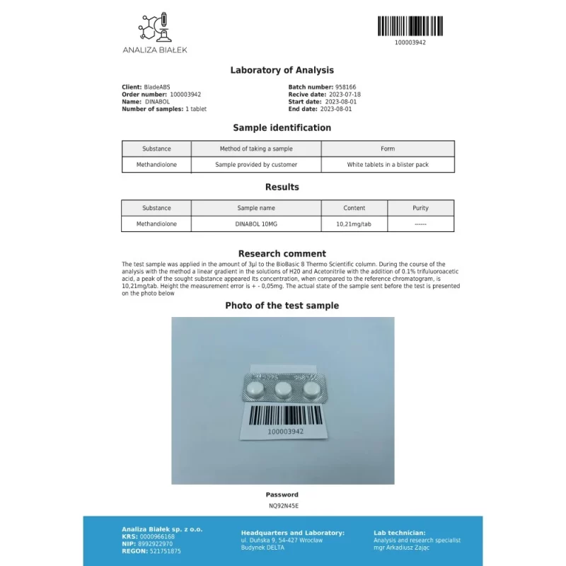 Dinabolyn 10 mg (Methandienone) - Image 3
