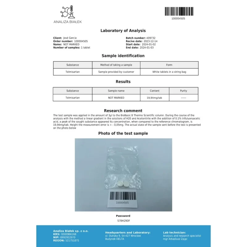 Sartanos 20mg (Telmisartan) - Image 4