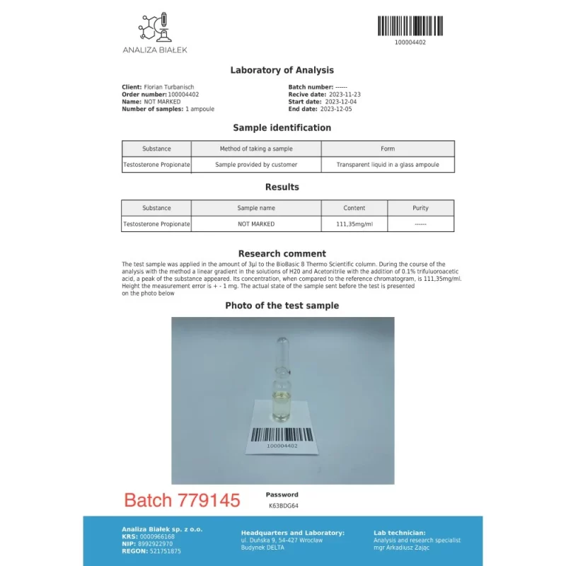 Propios 100 mg/ml (Testosterone Propionate) 10ml vial - Image 2