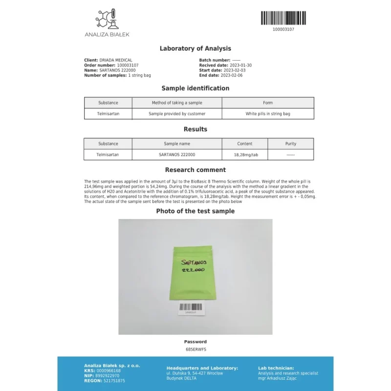 Sartanos 20mg (Telmisartan) - Image 3