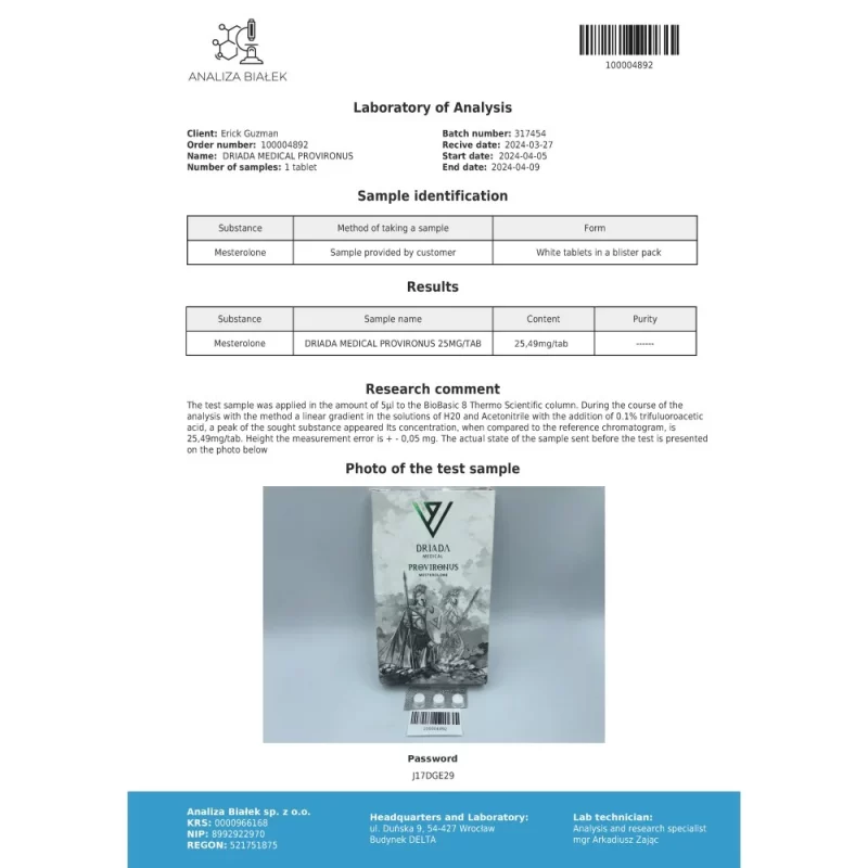 Provironus 25 mg (Mesterolone) - Image 5