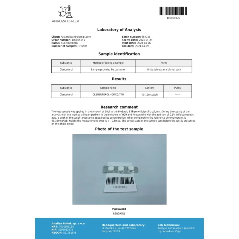 Clenbutos 40 mcg (Clenbuterol) - Image 2