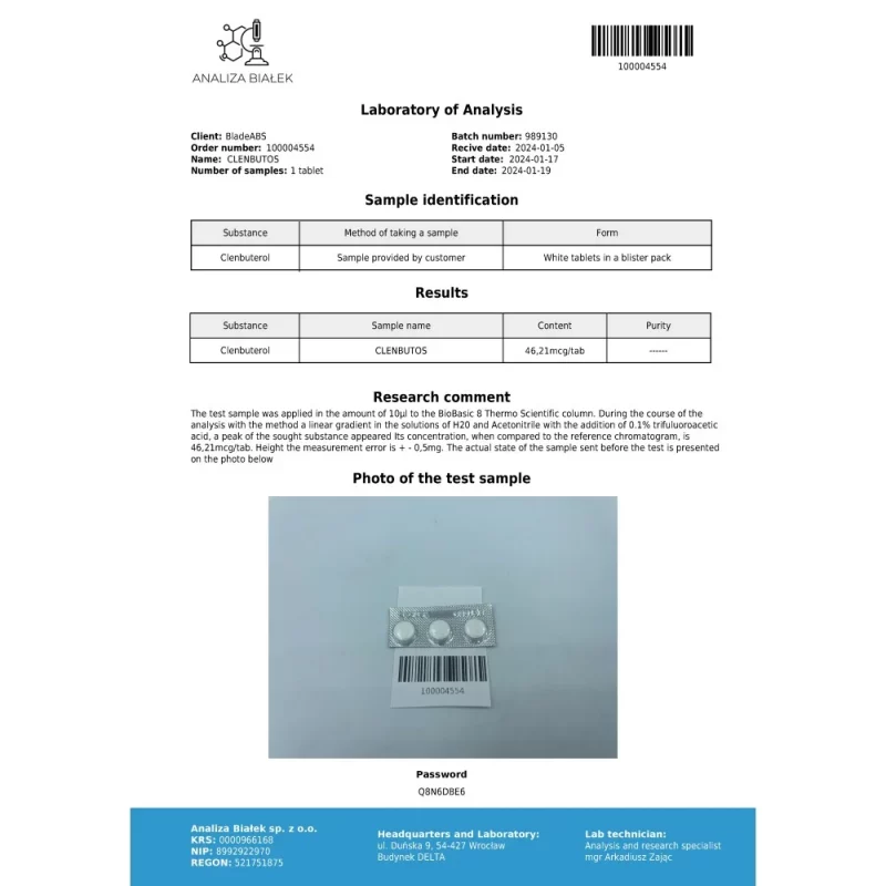 Clenbutos 40 mcg (Clenbuterol) - Image 3
