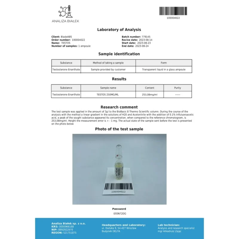 Testos 250 mg/ml (Testosterone Enanthate) - Image 5