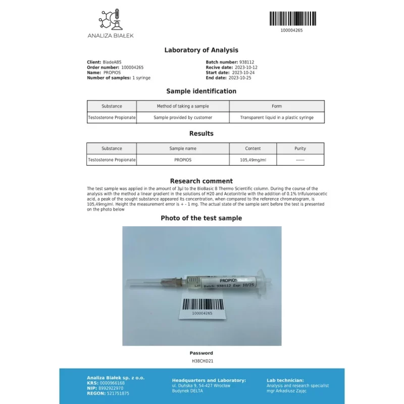 Propios 100 mg/ml (Testosterone Propionate) 10ml vial - Image 3
