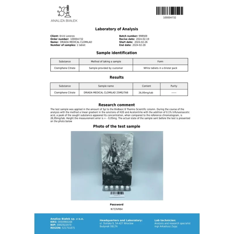 Clomilad 25 mg (Clomiphene Citrate) - Image 2