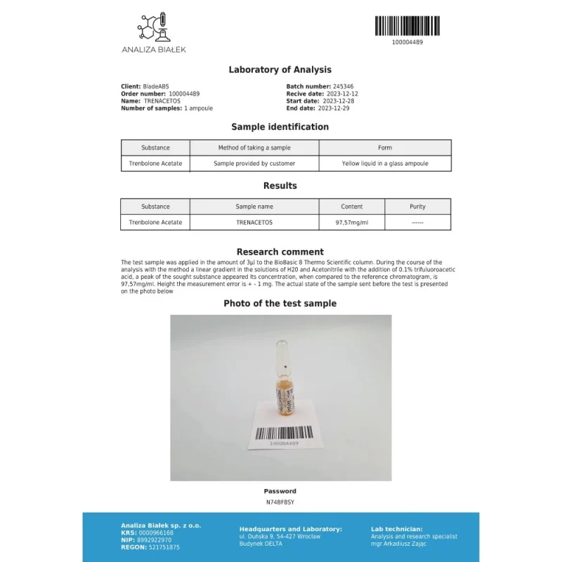 Trenacetos 100 mg/ml (Trenbolone Acetate) 10ml vial - Image 3