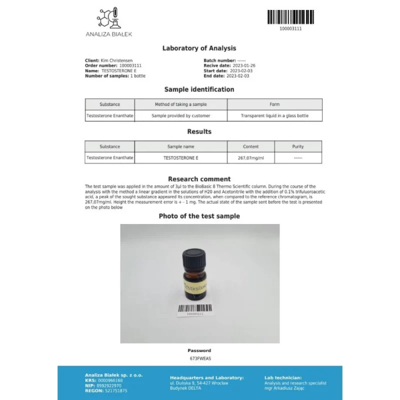 Testos 250 mg/ml (Testosterone Enanthate) - Image 3