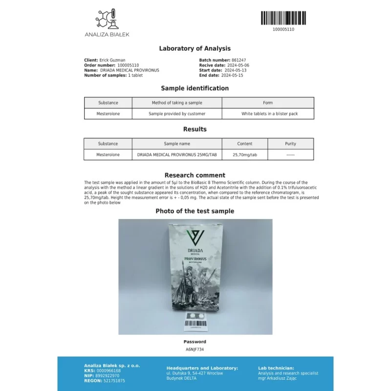 Provironus 25 mg (Mesterolone) - Image 2