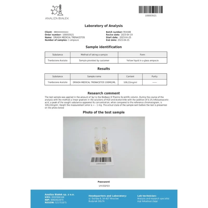 Trenacetos 100 mg/ml (Trenbolone Acetate) 10ml vial - Image 2